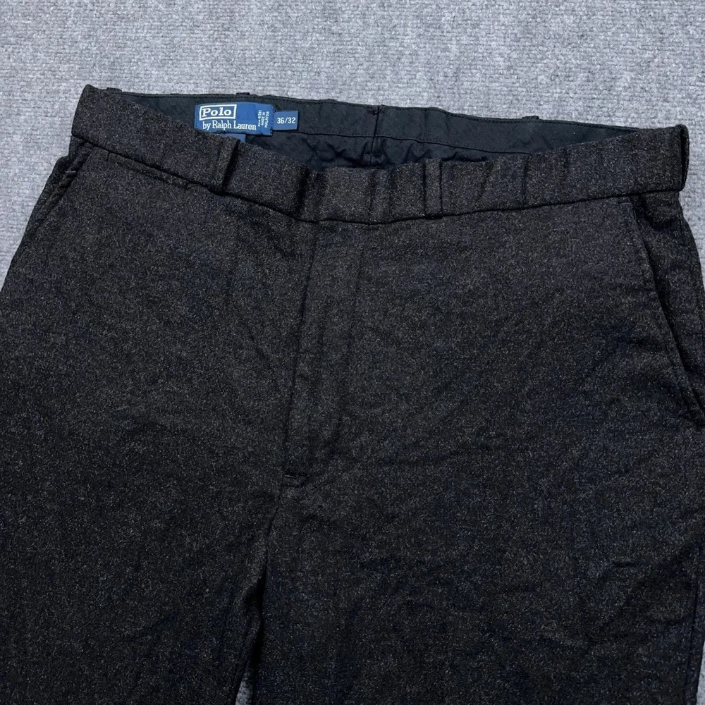Vintage Polo Ralph Lauren Dress Pants Men 36x32 Gray Speckled Wool Blend Stretch